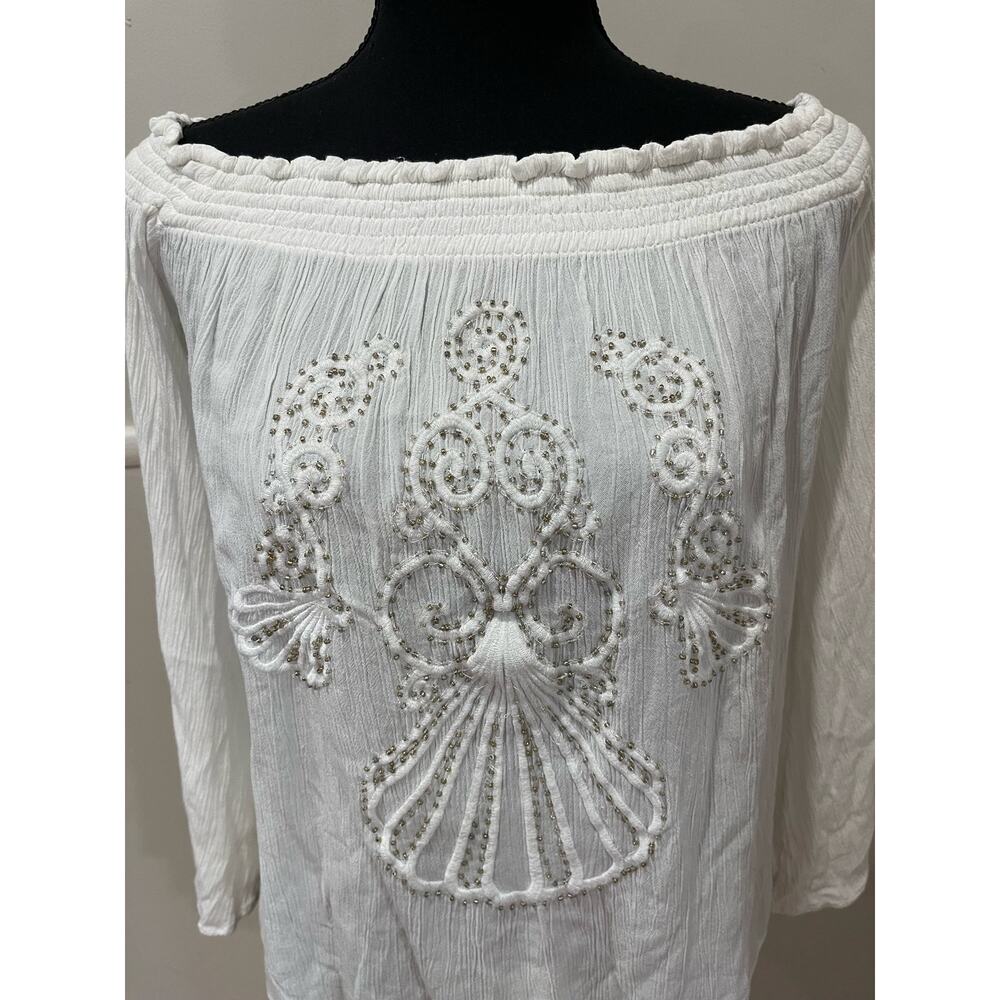 Lilly Pulitzer Women’s White‎ Off The Shoulder Beaded Embellished Top Size XS